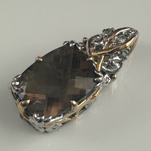 Vintage Michael Valitutti Smokey topaz & sterling silver Gems en Vogue pendant. - Picture 2 of 8